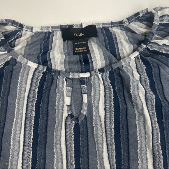 Rain Women’s Chambray Blue Striped Textured Tie Knot 1/2 Sleeve Size Large - Picture 4 of 7